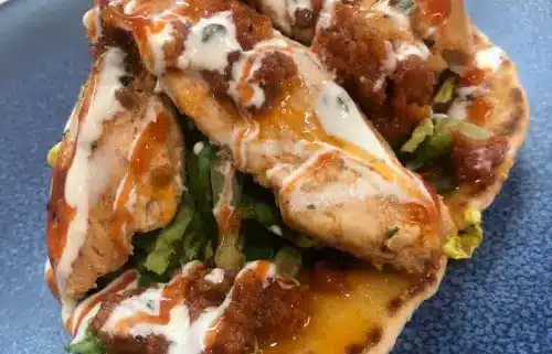 Hearty chicken fillet roll with chips