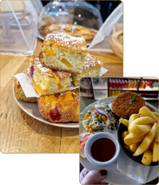Dessert platter with cakes and pastries